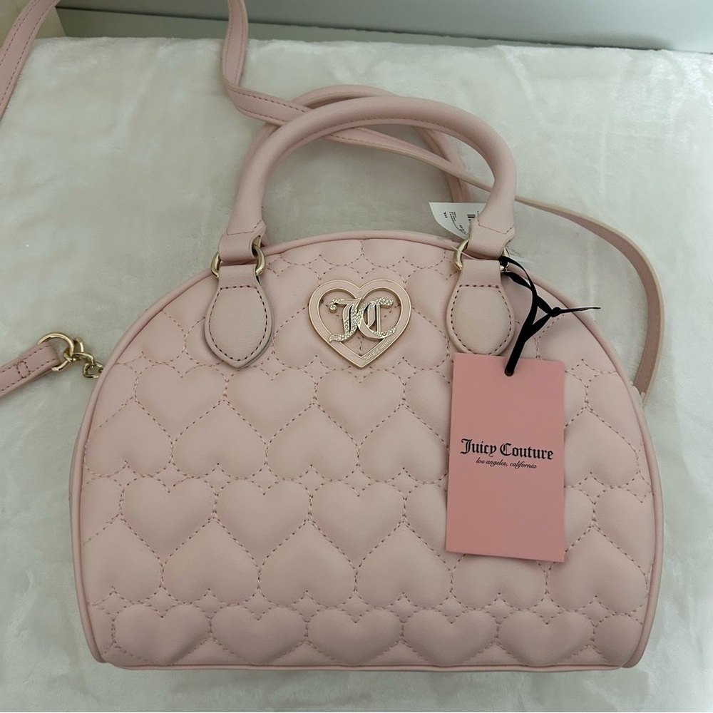 Juicy Couture Pink Heart Quilted Satchel Bag - NWT - Picture 4 of 5